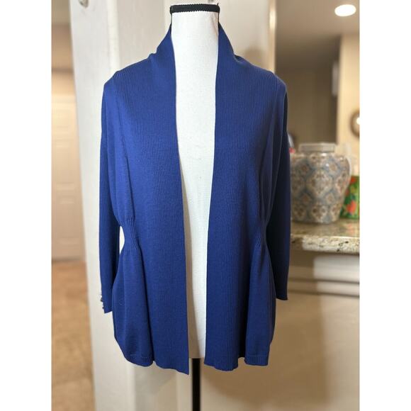 Verve Ami Open Front Fitted Cardigan Sweater Blue Small 4-8 - Picture 4 of 5